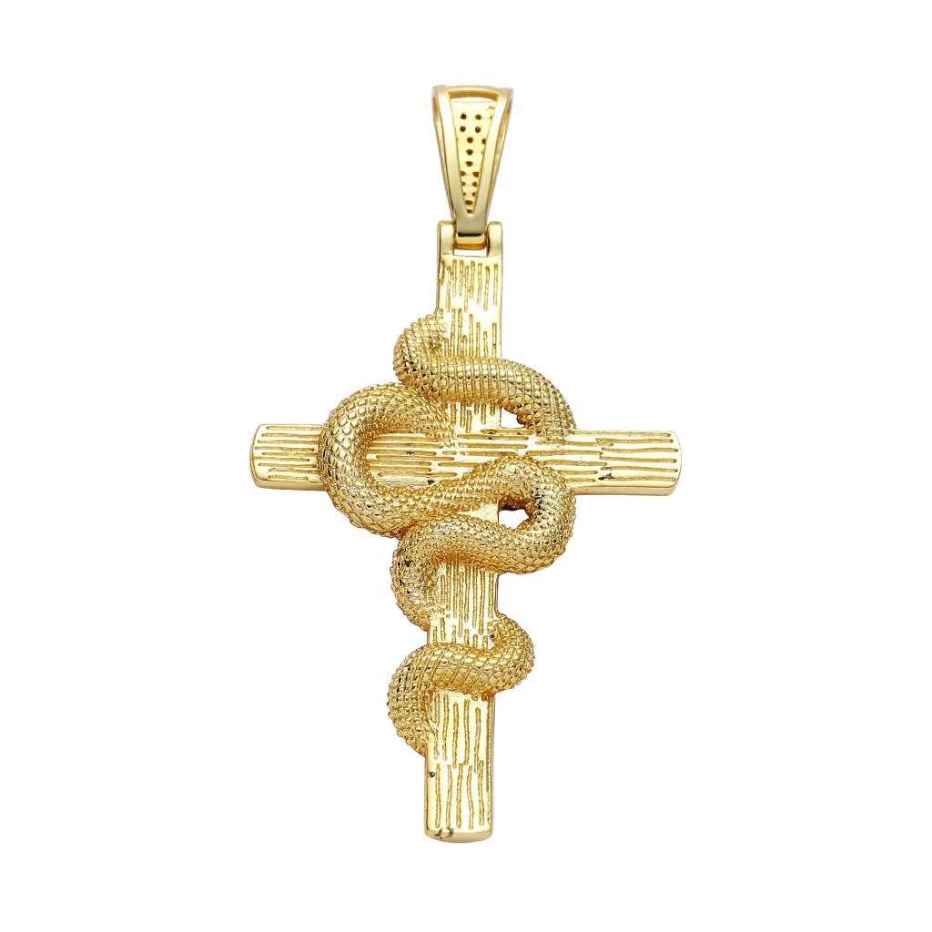 Blue Coral Snake Cross Pendant Necklace