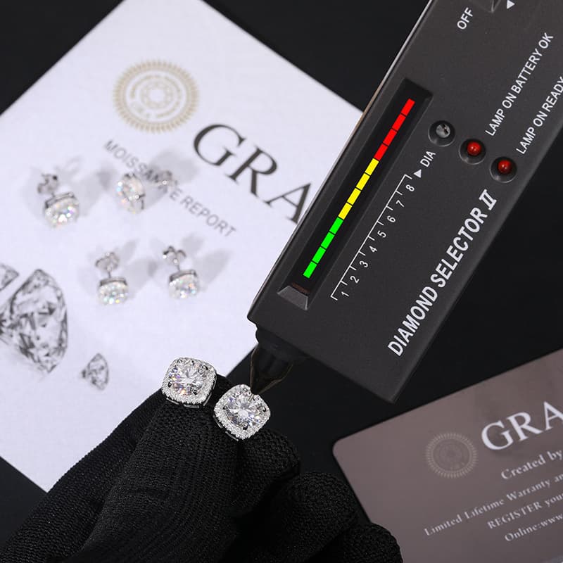 Artisan-Crafted S925 Square Ice Sugar VVS Moissanite Earring