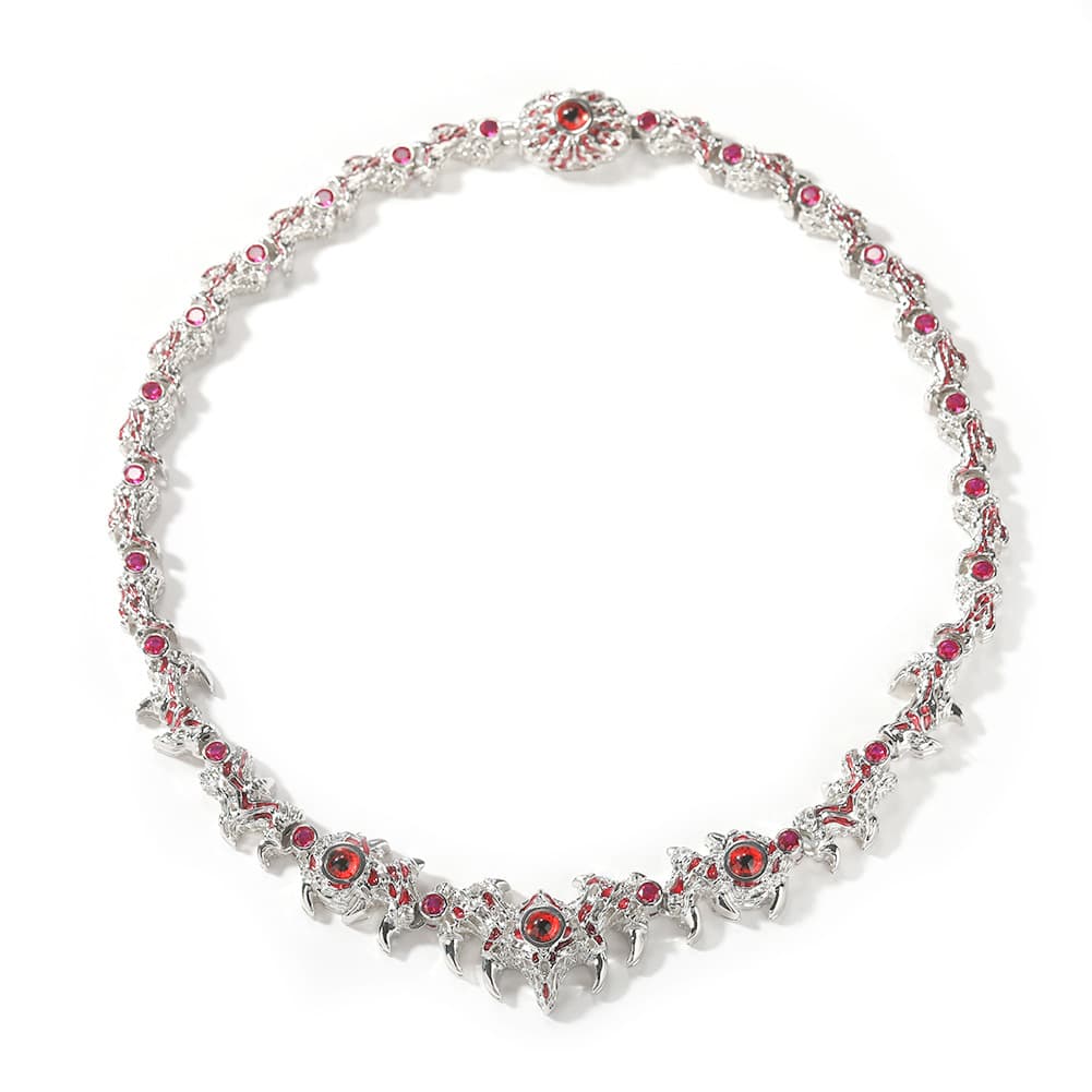 Spiked Parasitic Red Eyed Thorn Diamond Necklace