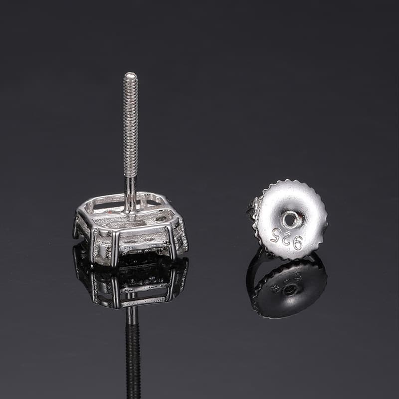 S925 VVS 1.8mm Kvadrataj Moissanite Vid-Orelringoj