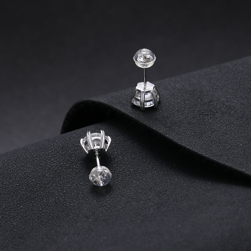 S925 VVS Classic Six-Prong Moissanite Stud Earrings in 18K Gold