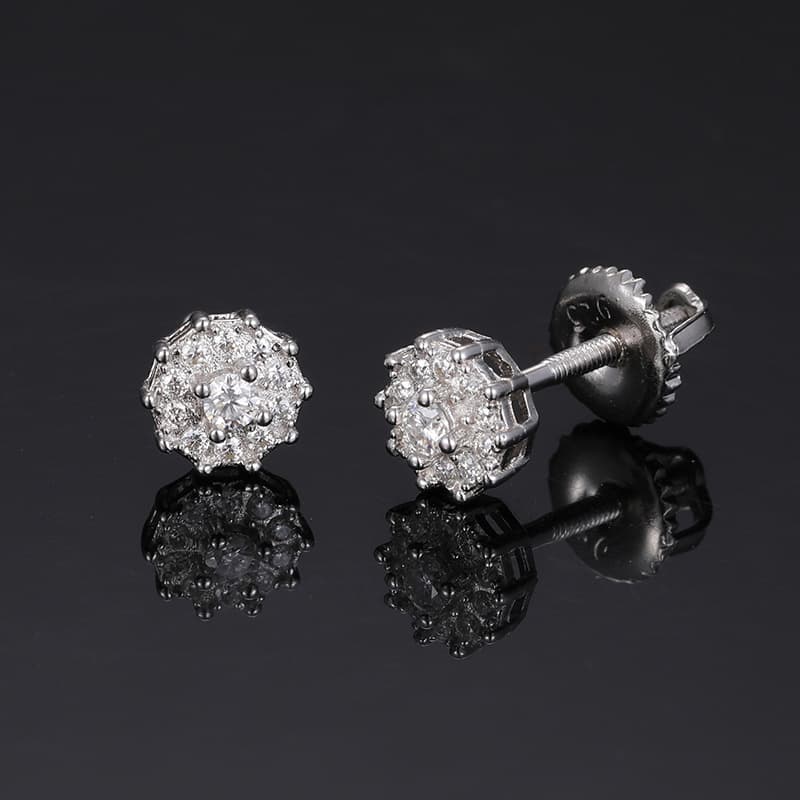 S925 VVS 2.0mm Rondaj Moissanite Vid-Orelringoj en 18K-Ora tegaĵo