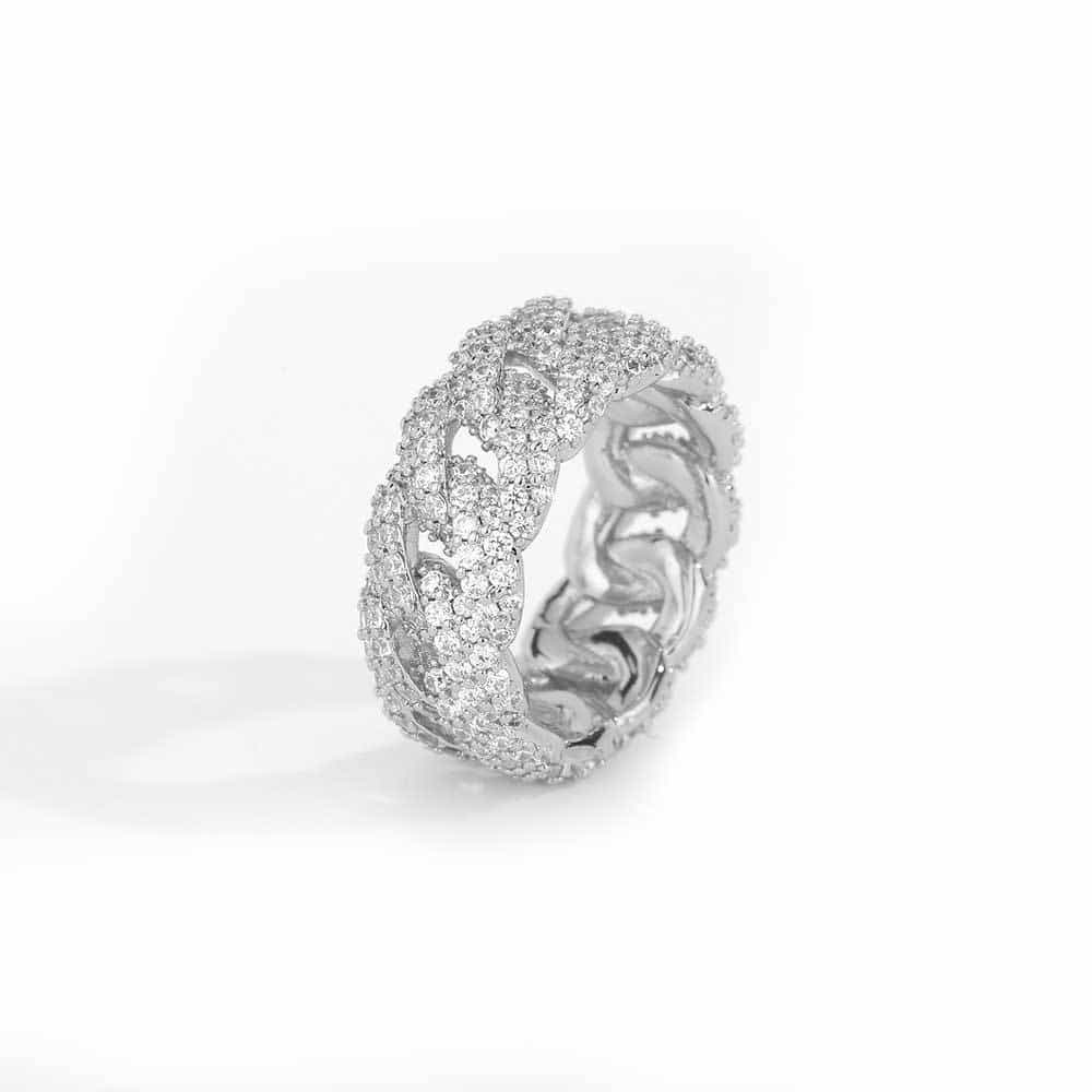 10mm Iced - Out Cuban Link Bubble Ring - TONGSHOP