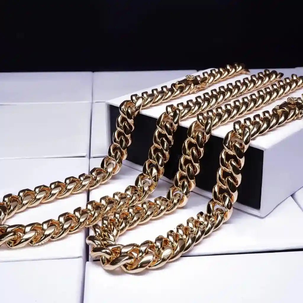 12mm 18K Gold - Plated Classic Miami Cuban Link - TONGSHOP