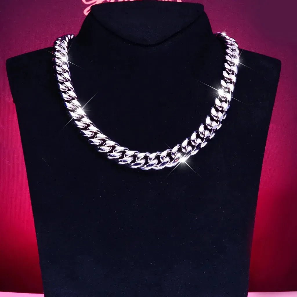 12mm 18K WhiteGold - Plated Classic Miami Cuban Link - TONGSHOP