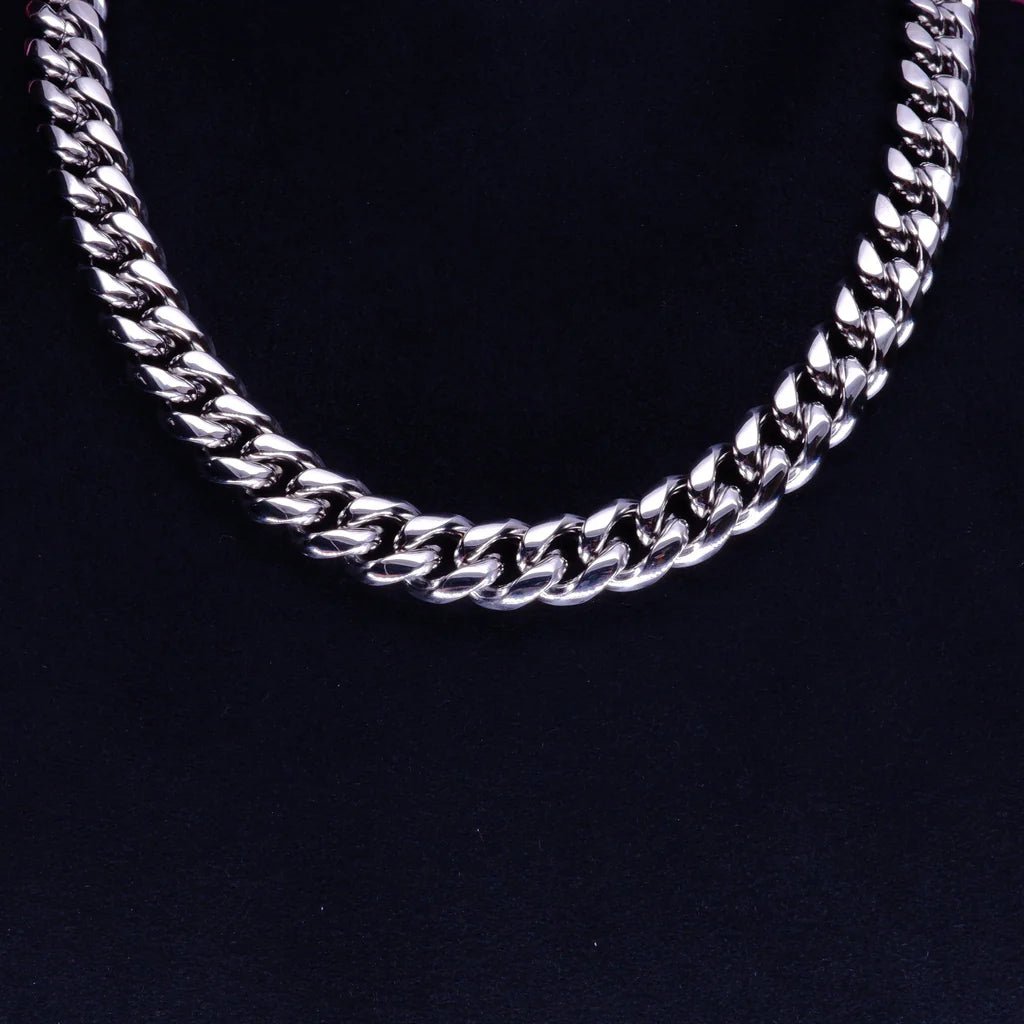 12mm 18K WhiteGold - Plated Classic Miami Cuban Link - TONGSHOP