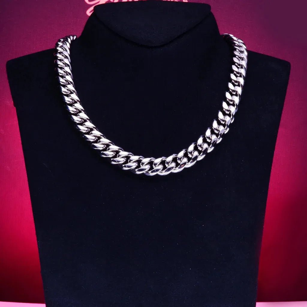 12mm 18K WhiteGold - Plated Classic Miami Cuban Link - TONGSHOP