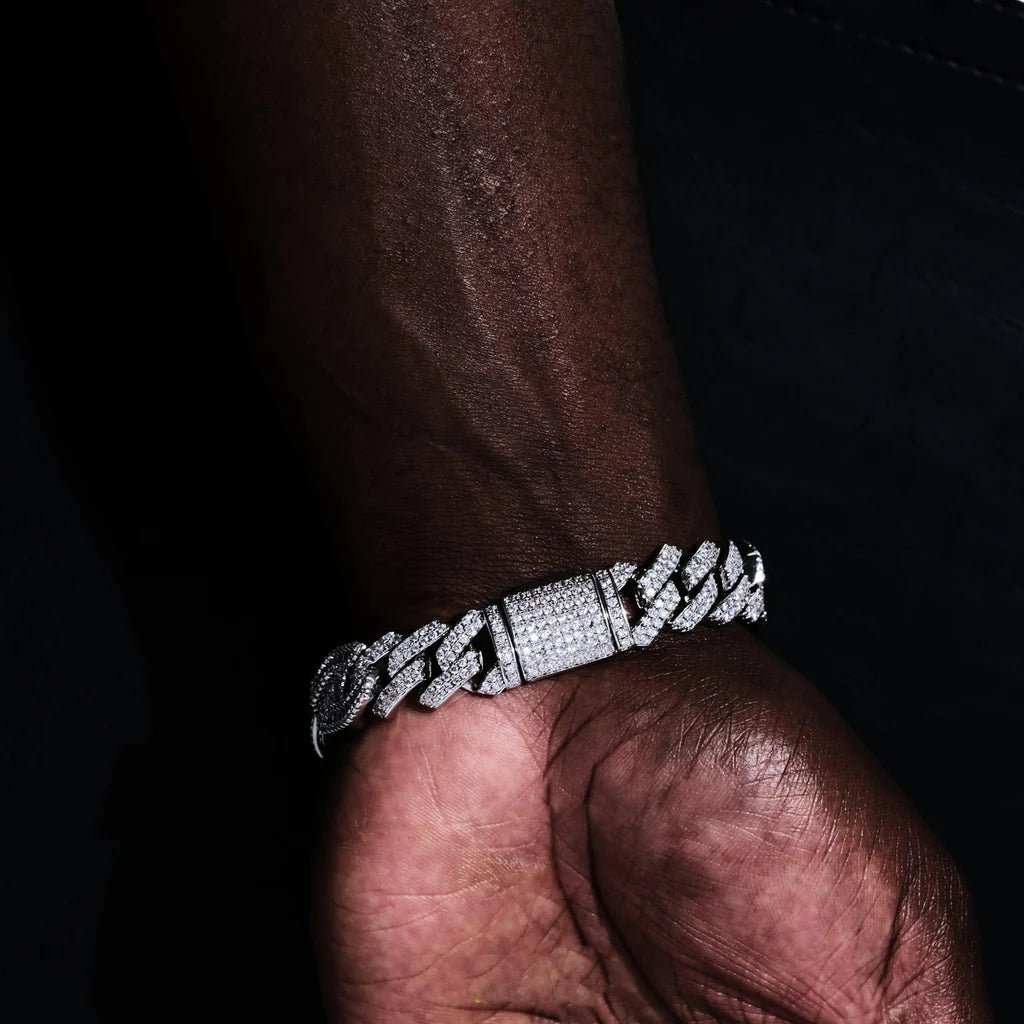 12mm Prong Baguette Curb Bracelet White Gold - TONGSHOP / instagram / recommend