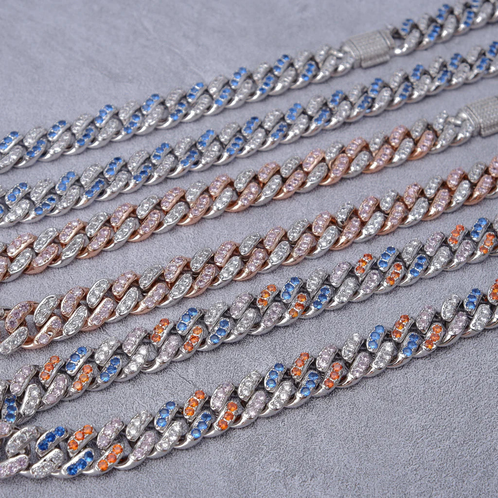 18K Rose Gold Iced Cuban Chain - 13mm