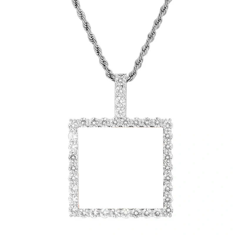 14k Gold Custom Photo Square Pendant - 40mm