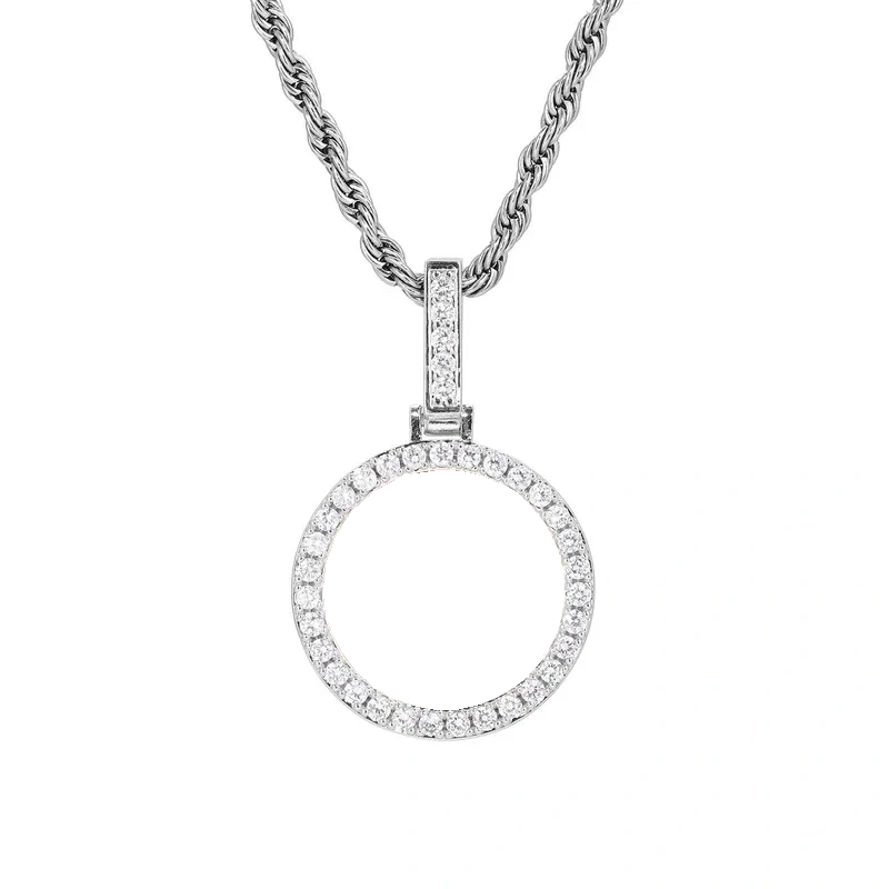 14k Gold Small Custom Photo Micro-Set Round Pendant - 25mm