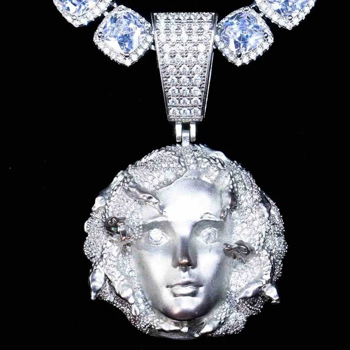 14MM Double Row Drill Queen Tussauds Portrait Diamond Pendant - TONGSHOP