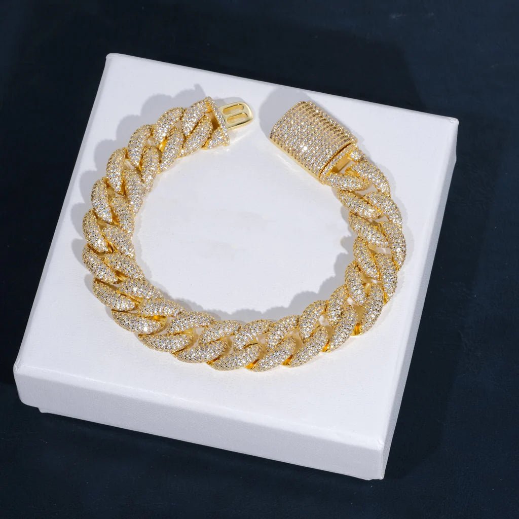 5 - Row Iced Cuban Bracelet - 15mm - TONGSHOP / best - selling - bracelet / BestValue