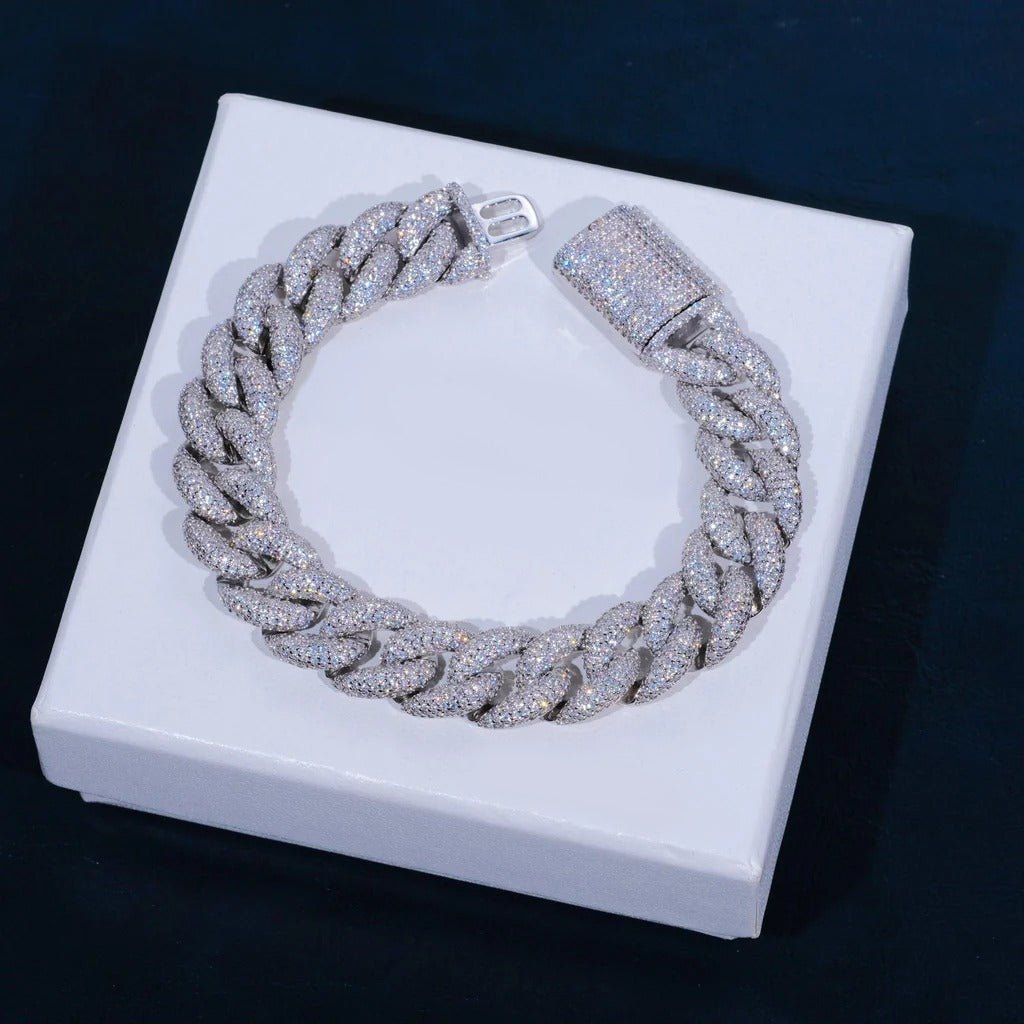 5 - Row Iced Cuban Bracelet - 15mm - TONGSHOP / best - selling - bracelet / BestValue