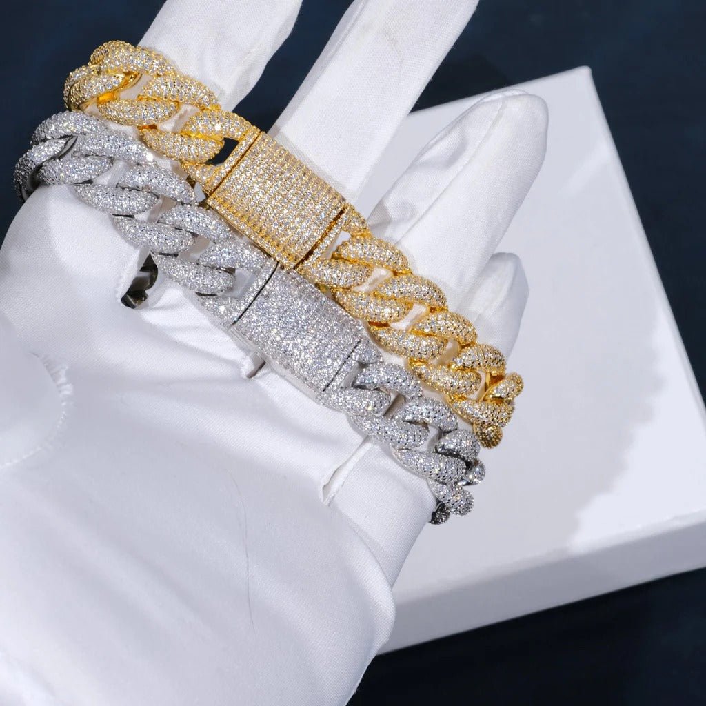 5 - Row Iced Cuban Bracelet - 15mm - TONGSHOP / best - selling - bracelet / BestValue