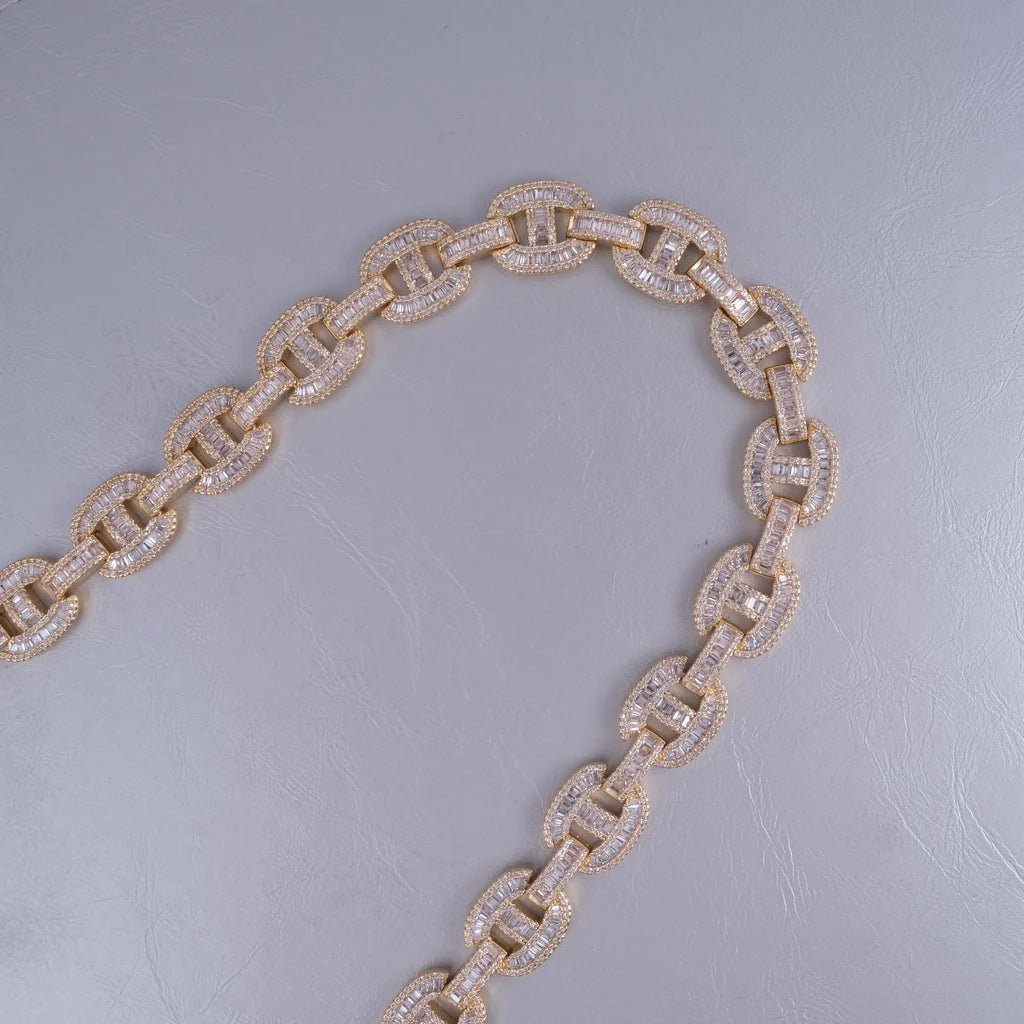 15mm Baguette Mariner Chain 18k Gold - TONGSHOP / 18k Gold Plated / 2020new