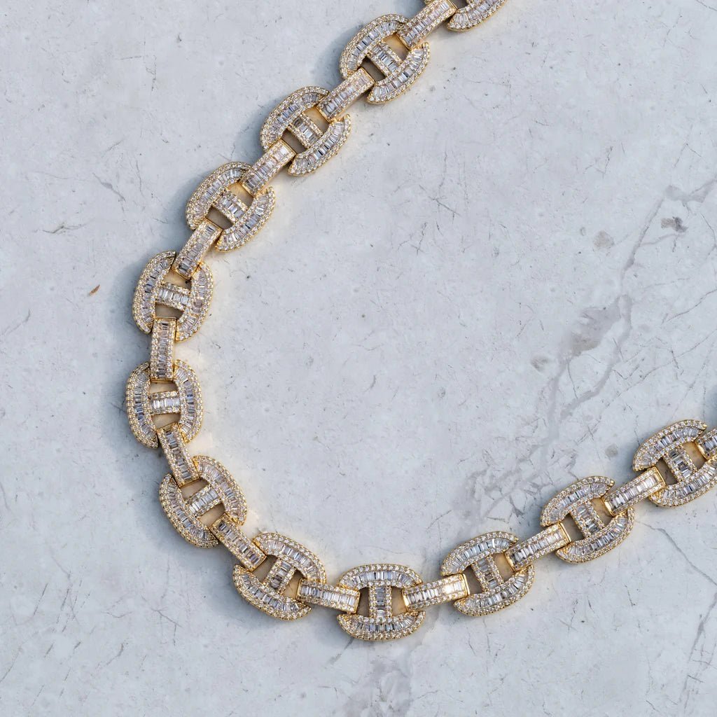 15mm Baguette Mariner Chain 18k Gold - TONGSHOP / 18k Gold Plated / 2020new