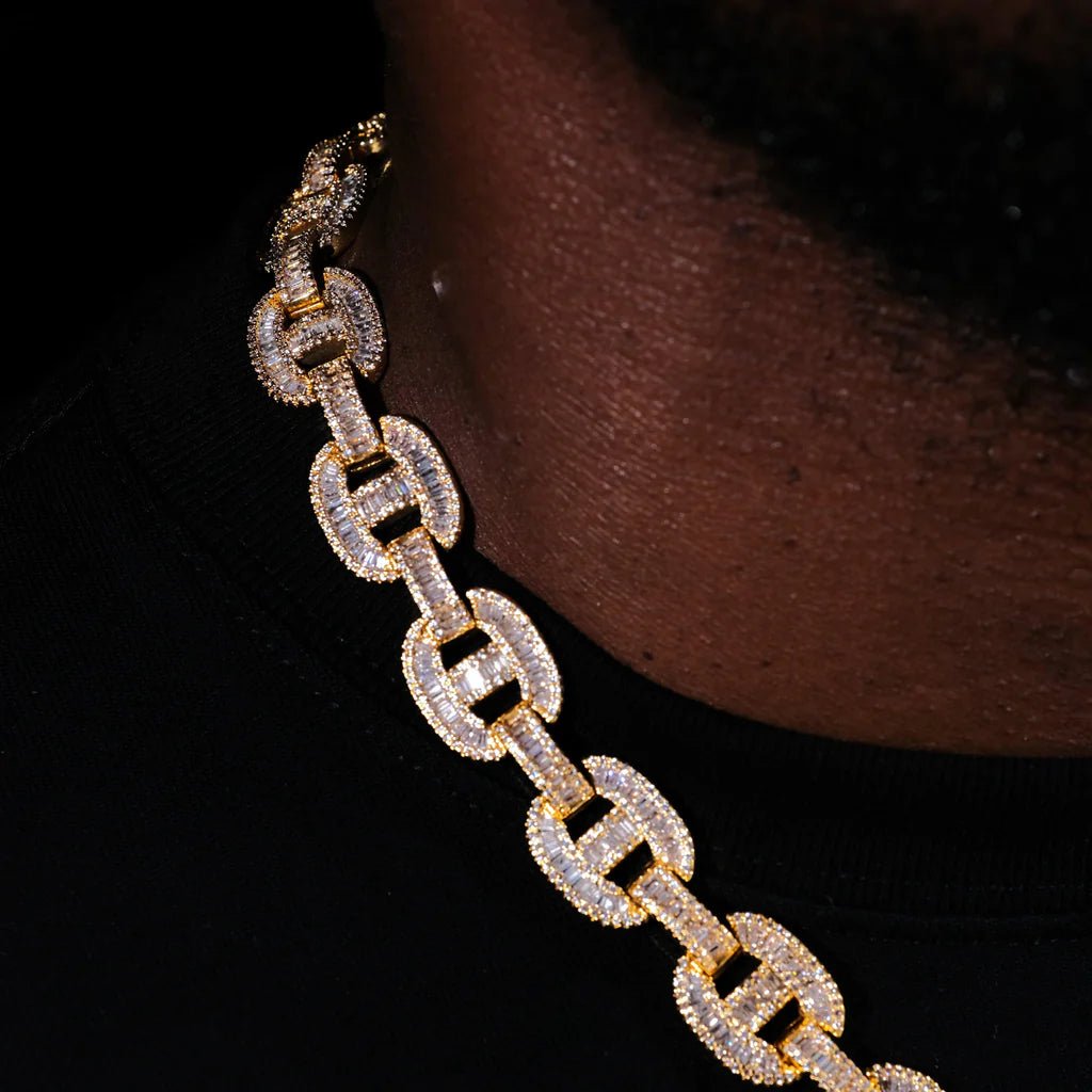 15mm Baguette Mariner Chain 18k Gold - TONGSHOP / 18k Gold Plated / 2020new