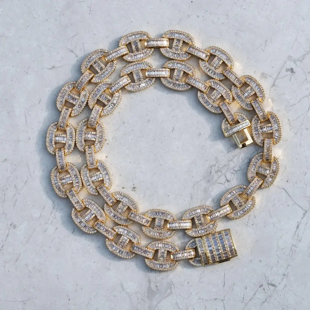 15mm Baguette Mariner Chain 18k Gold - TONGSHOP / 18k Gold Plated / 2020new