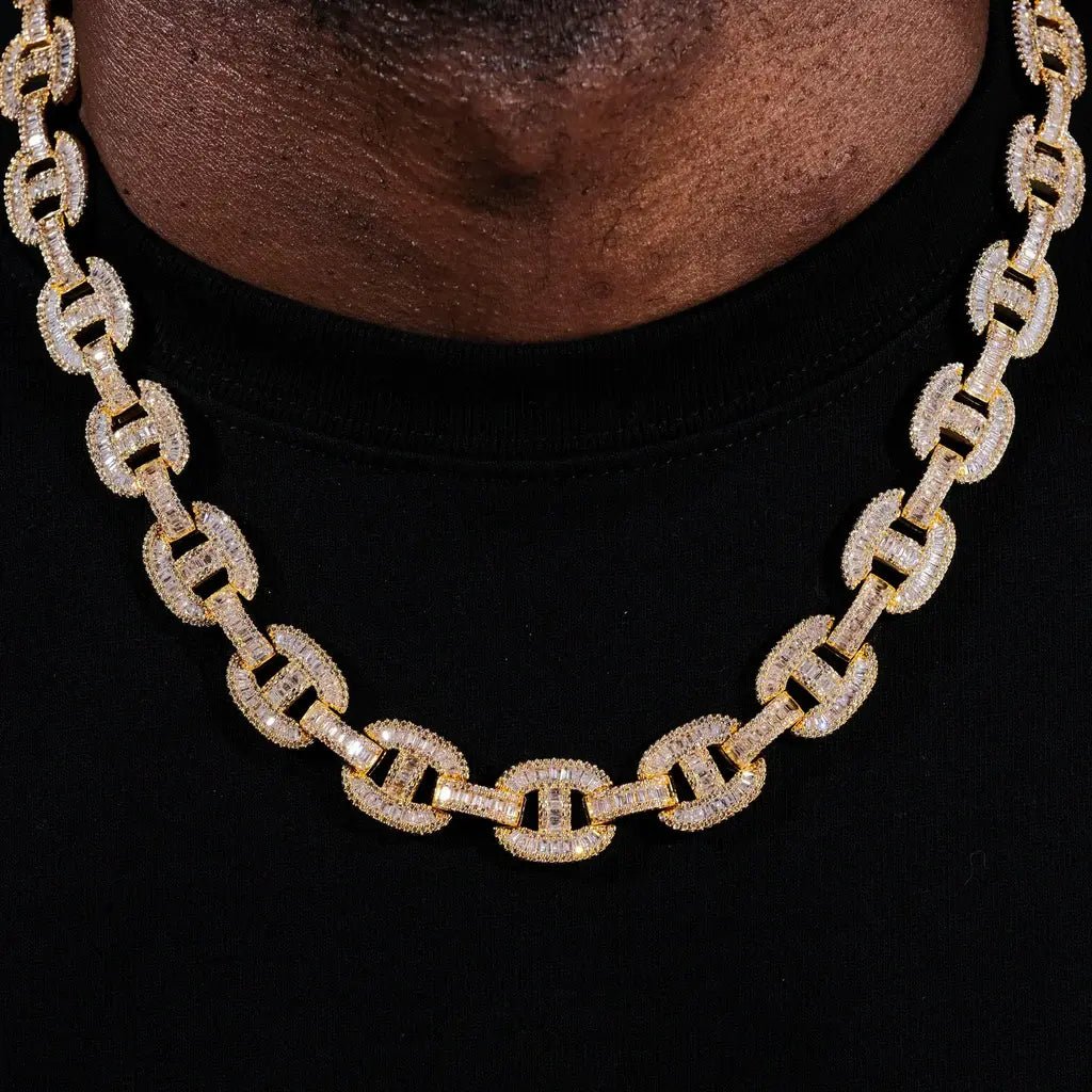 15mm Baguette Mariner Chain 18k Gold - TONGSHOP / 18k Gold Plated / 2020new