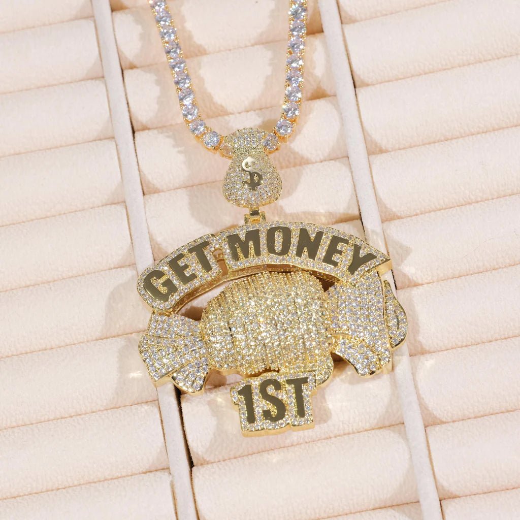 Get Money First Iced Necklace In 18k Gold - TONGSHOP / Length:16 / Length:18