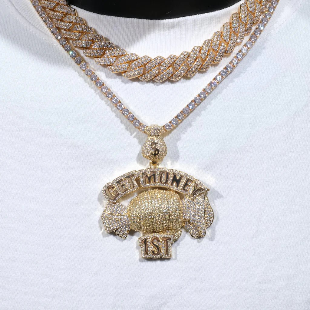 Get Money First Iced Necklace In 18k Gold - TONGSHOP / Length:16 / Length:18