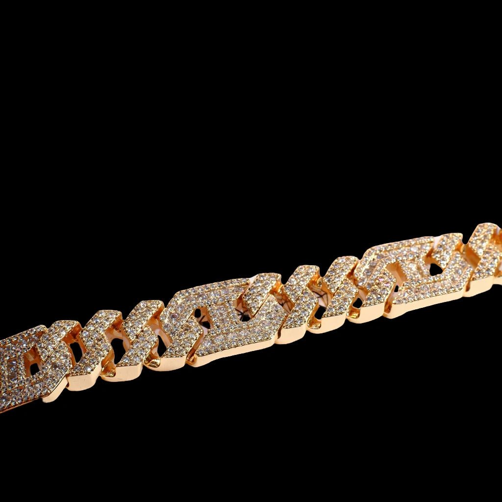 18K Gold - Plated Polygon Cuban Link Bracelet - TONGSHOP / cuban / instagram