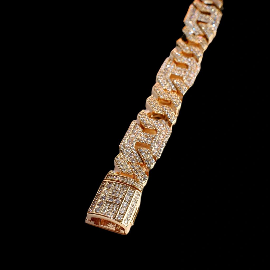 18K Gold - Plated Polygon Cuban Link Bracelet - TONGSHOP / cuban / instagram