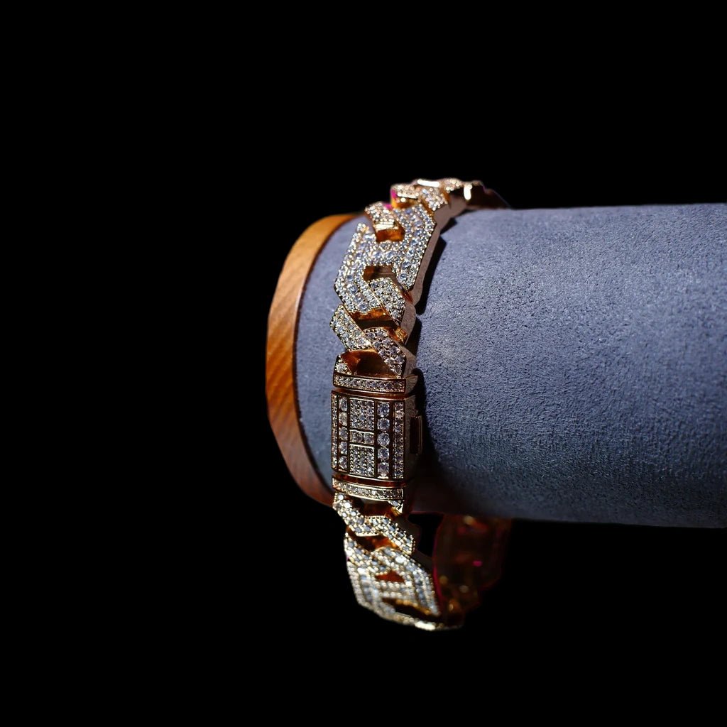 18K Gold - Plated Polygon Cuban Link Bracelet - TONGSHOP / cuban / instagram