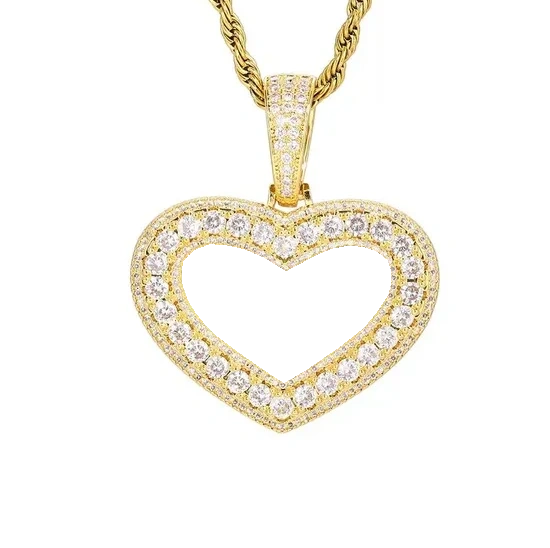 18K Gold Customized Photo Heart Pendant - 40mm