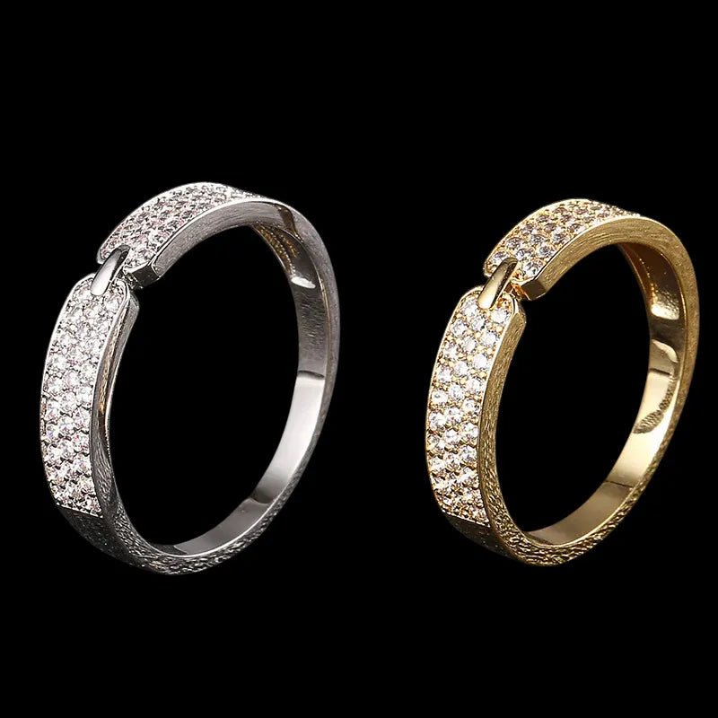 18K Gold Plated Couple’s Zircon Ring - TONGSHOP / /