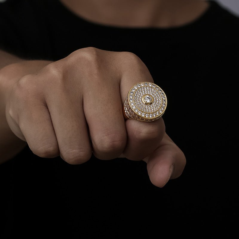 18K Gold Plated Men's Classic Tall Hip Hop Ring - TONGSHOP / /