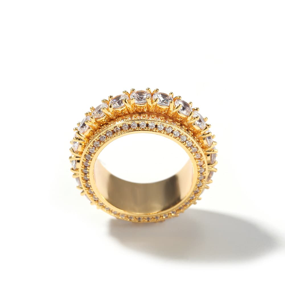 Rotatable Men's Diamond Ring in 18K Gold Plating