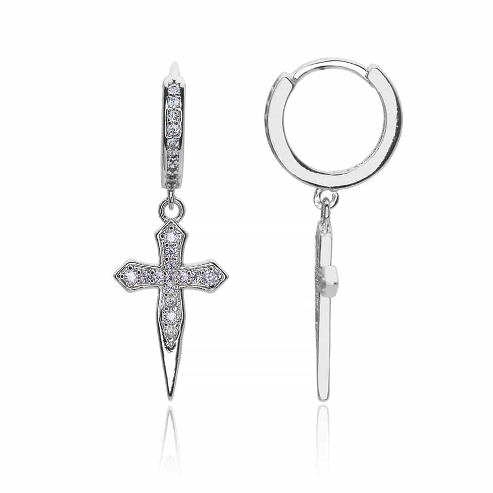 18K Gold Diamond - Inlaid Cross Sword Ear Cuff - TONGSHOP