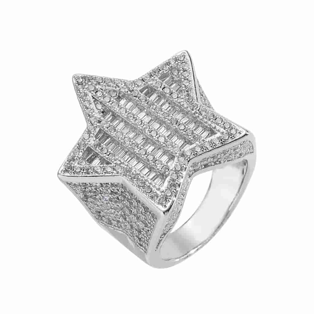 18K Gold Full Pave Diamond Starburst Ring - TONGSHOP