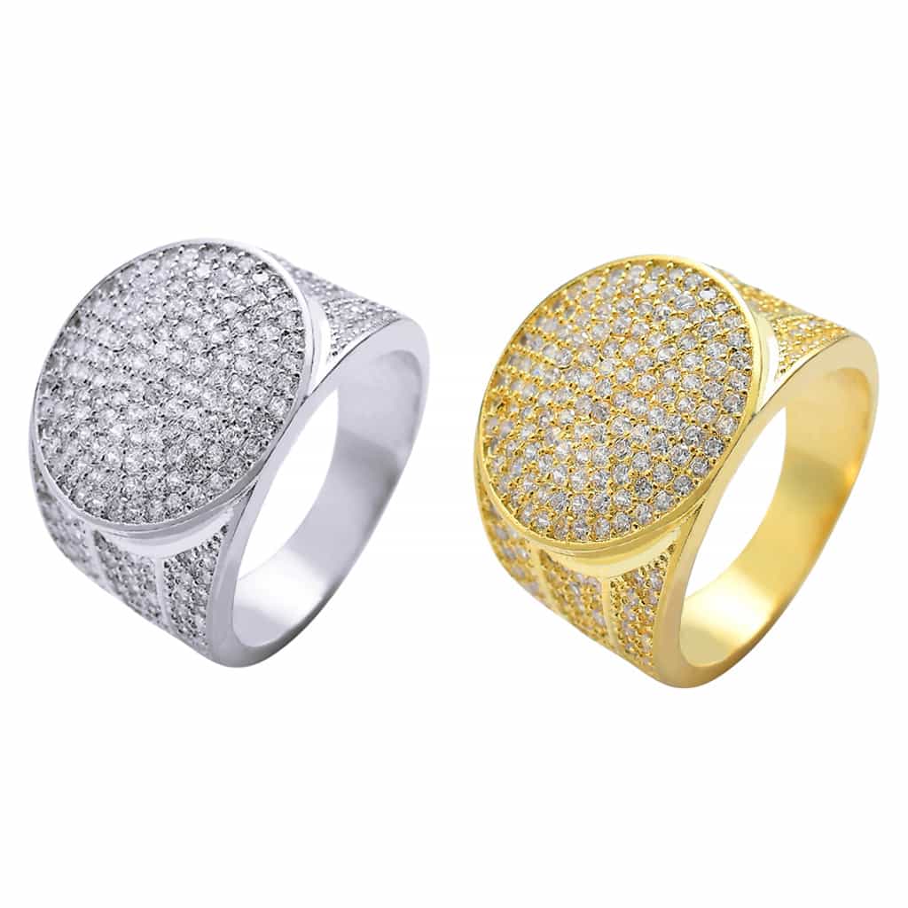 18K Gold Micro Pave Bling Hip - Hop Ring - TONGSHOP