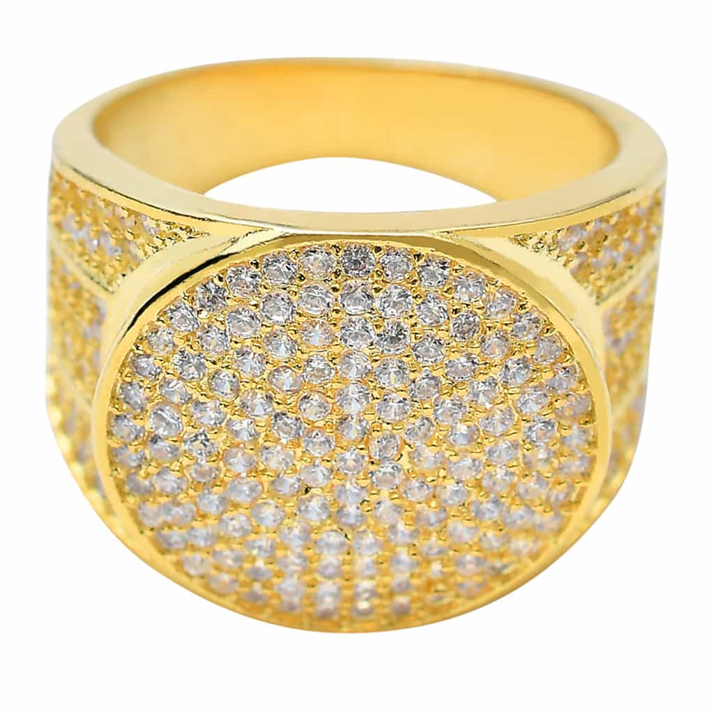 18K Gold Micro Pave Bling Hip - Hop Ring - TONGSHOP