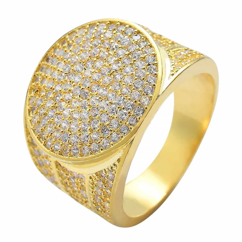 18K Gold Micro Pave Bling Hip - Hop Ring - TONGSHOP