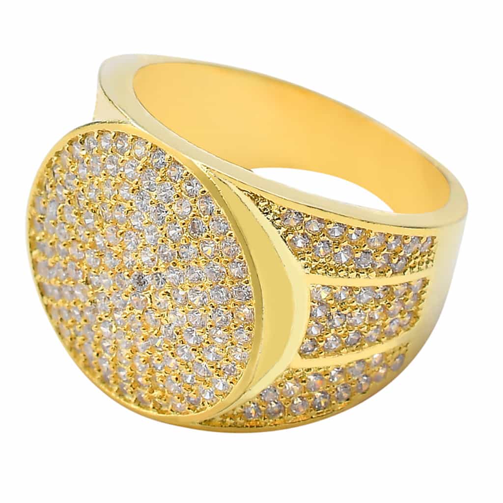 18K Gold Micro Pave Bling Hip - Hop Ring - TONGSHOP