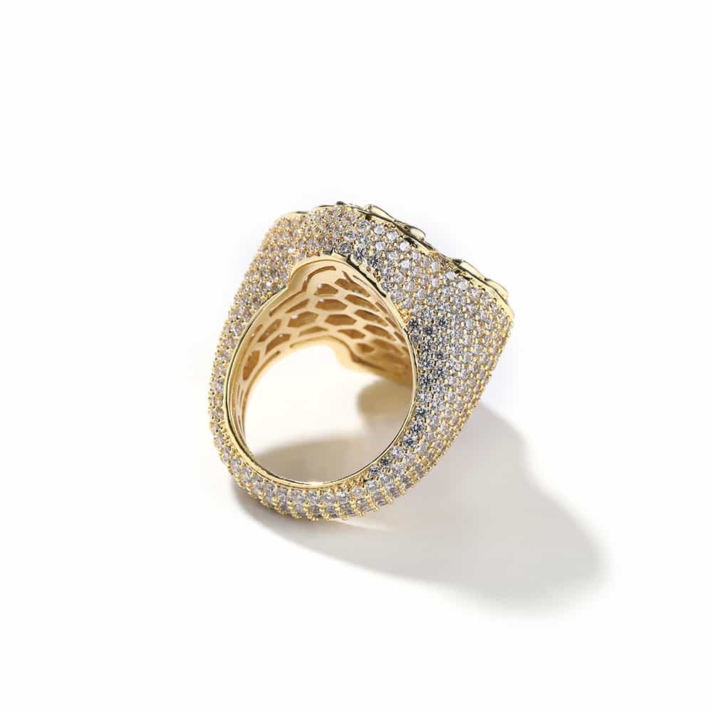 18K Gold Micropave Full Diamond Cross Hip Hop Ring - TONGSHOP