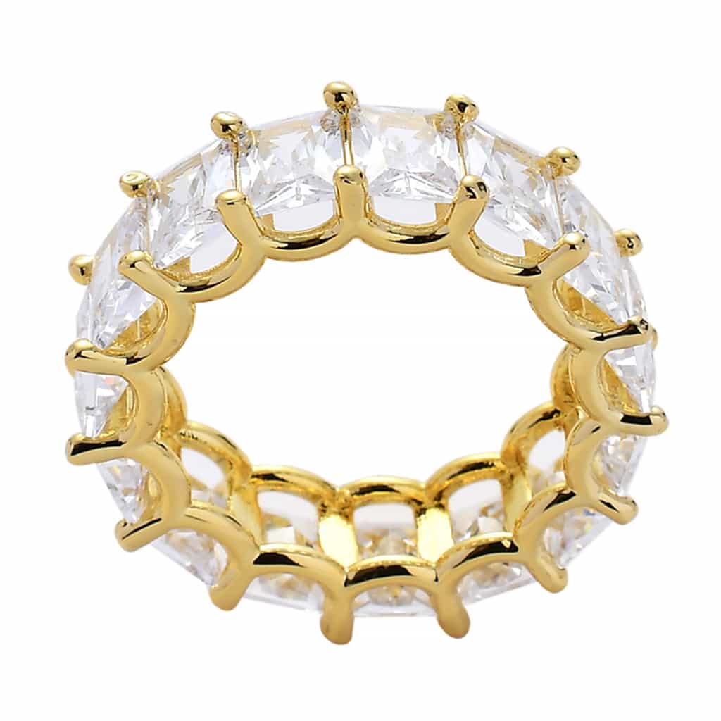 18K Gold Square Cubic Zirconia Hip - Hop Men's Ring - TONGSHOP