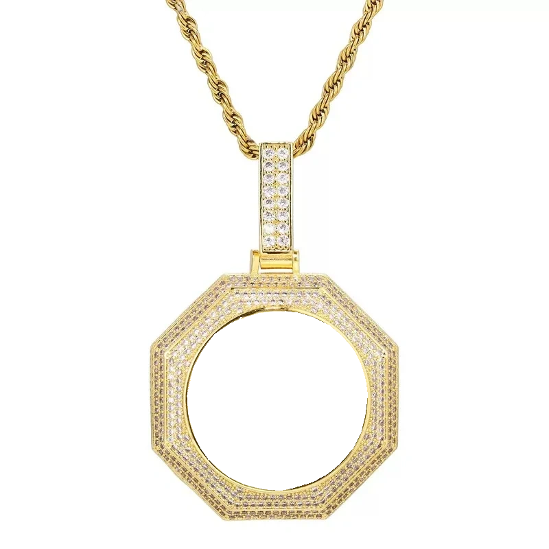 18k Gold Custom Photo Bagua Pendant - 42mm