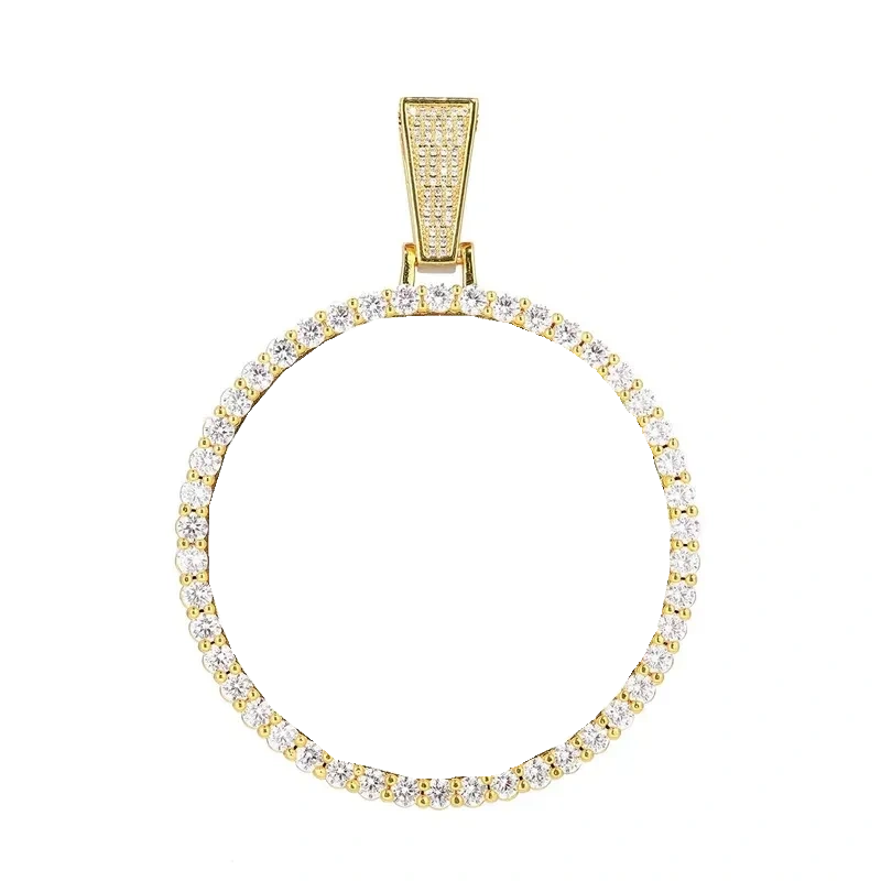 18k Gold Large 3D Custom Photo Micro-Inlaid Round Pendant - 70mm