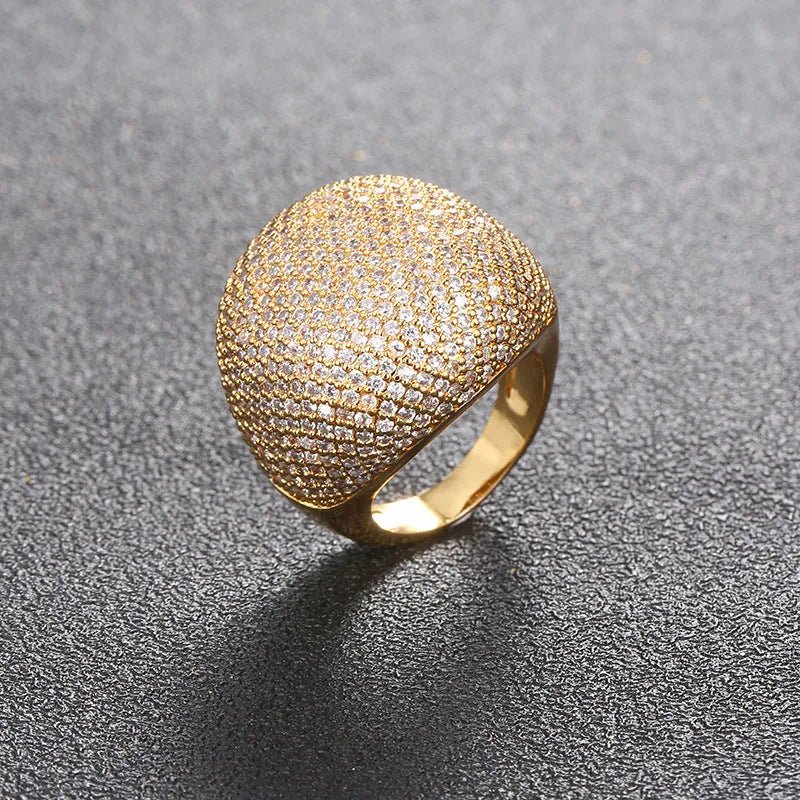 18K Gold Plated Men's Zircon Ring - TONGSHOP / /