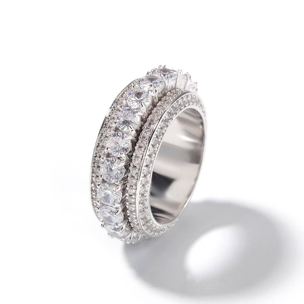 Rotatable Men's Diamond Ring in 18K Gold Plating