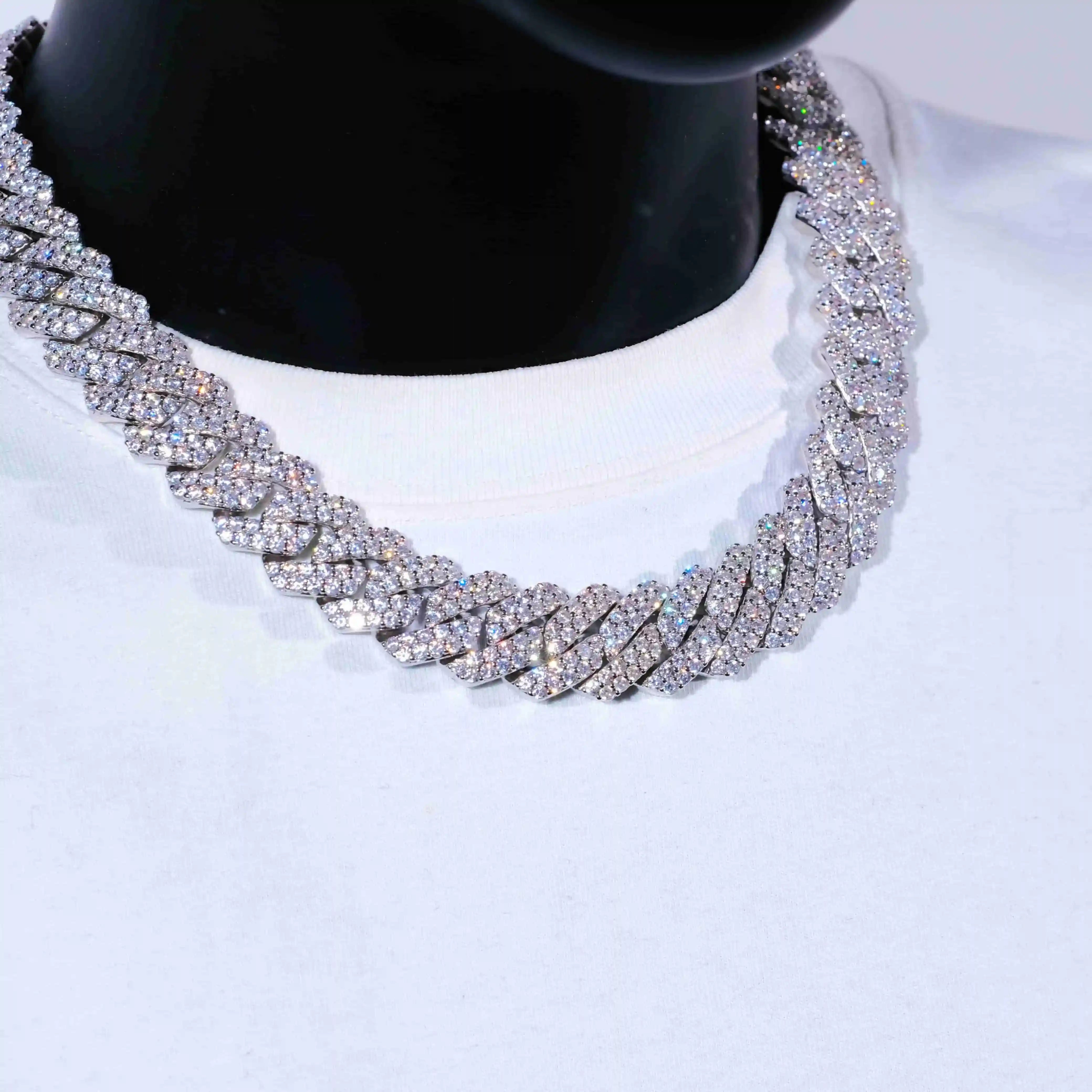 19mm 2 - Row Iced Prong Cuban Chain - TONGSHOP