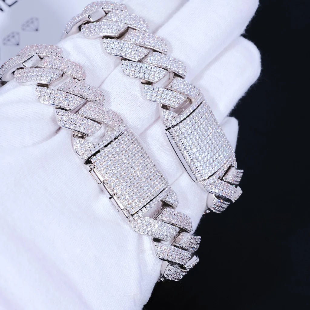 Diamond Prong Cuban Bracelet in White Gold - 19mm - TONGSHOP / filter - type - bracelet - bestseller / instagram