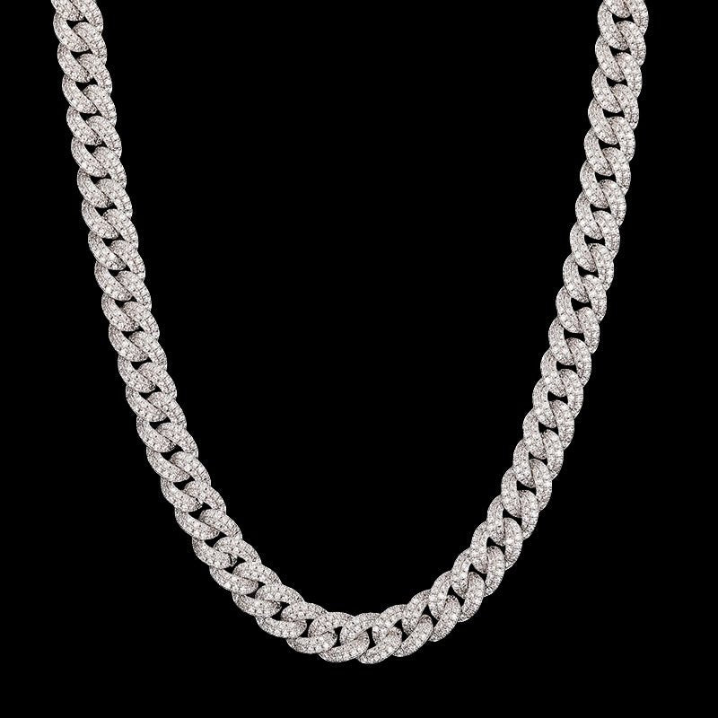 Ice Cuban Link Chain/Bracelet - 8mm - TONGSHOP / Color:White Gold / Color:Yellow Gold