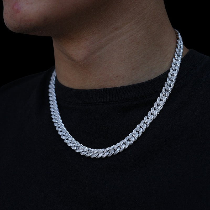 Ice Cuban Link Chain/Bracelet - 8mm - TONGSHOP / Color:White Gold / Color:Yellow Gold