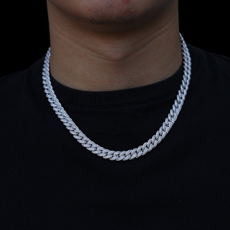 Ice Cuban Link Chain/Bracelet - 8mm - TONGSHOP / Color:White Gold / Color:Yellow Gold